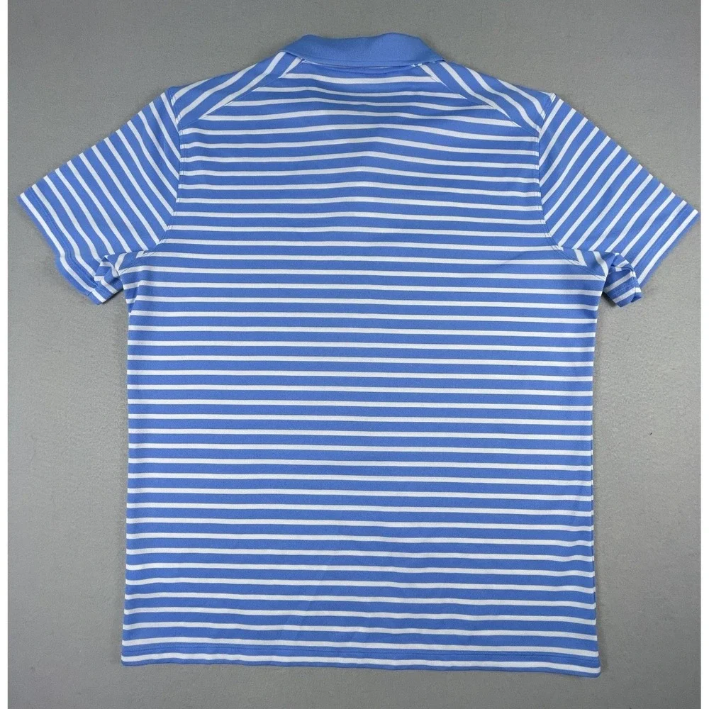 Nike Polo Shirt Mens Large Blue Striped Dri-FIT Short Sleeve Golf Athletic